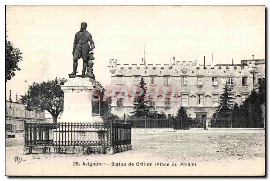 CPA Avignon Statue de crillon Place du palais