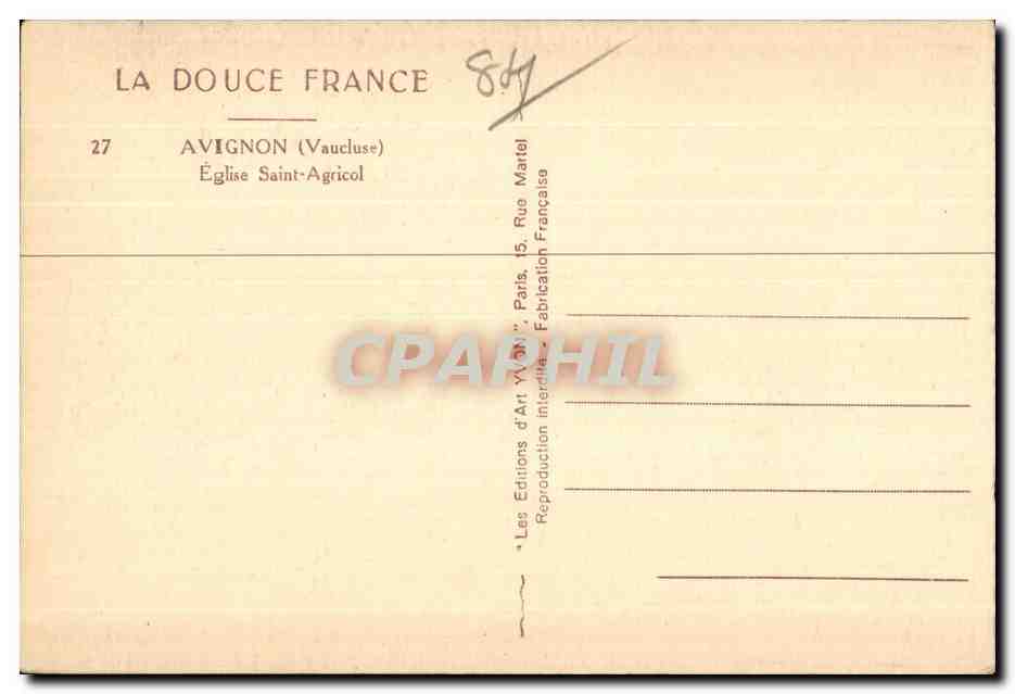 Église Saint-Agricol — Avignon (Vaucluse) — Les Éditions d'Art Française — Rückseite