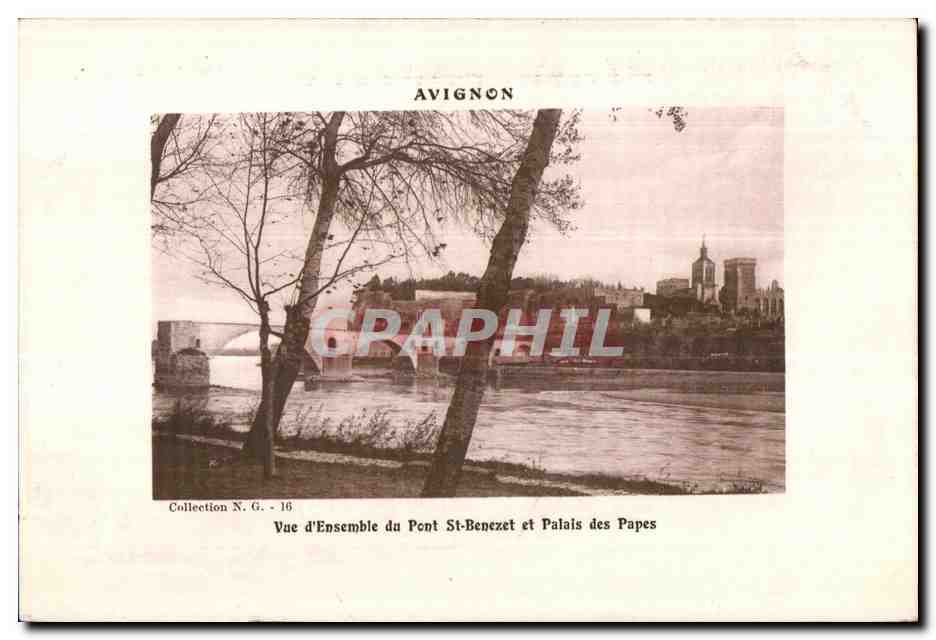 CPA Vue d Ensemble du Pont St Benezet et Palais des Papes Avignon 