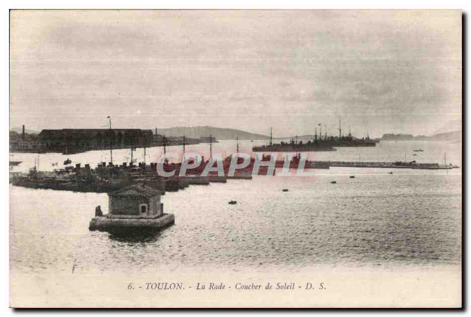 CPA Toulon La Rade Coucher de Soleil Bateaux