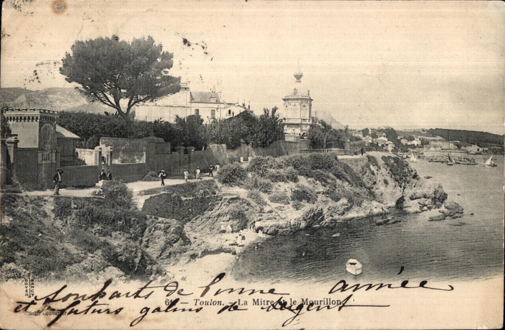 Tarjeta postal antigua Toulon La Mitre y el Mourillon