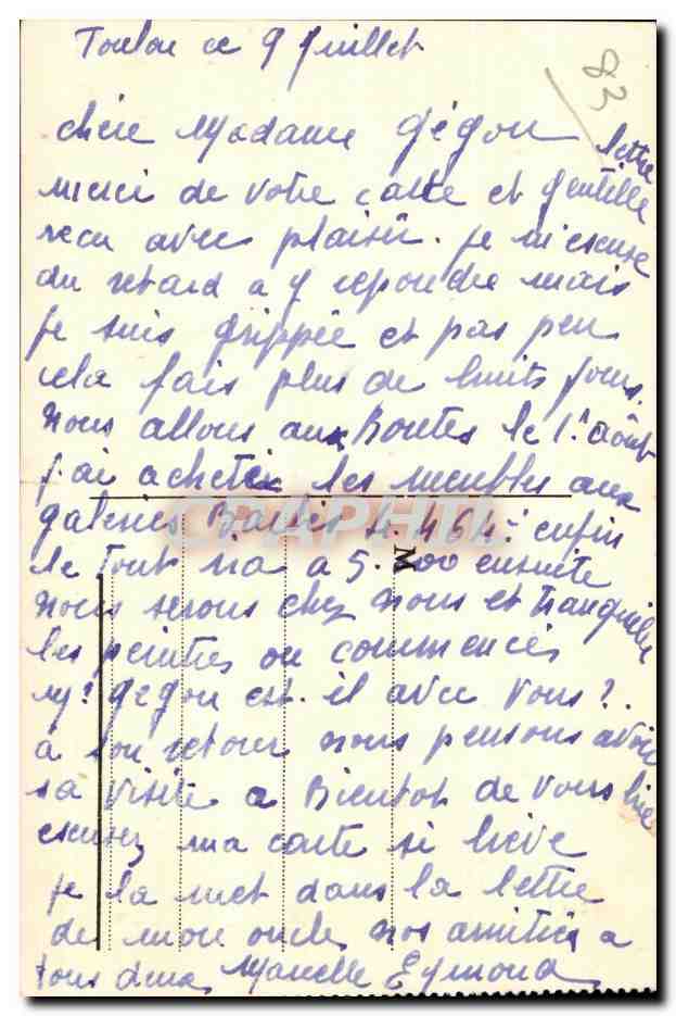CPA Toulon Les Pecheries — Verso
