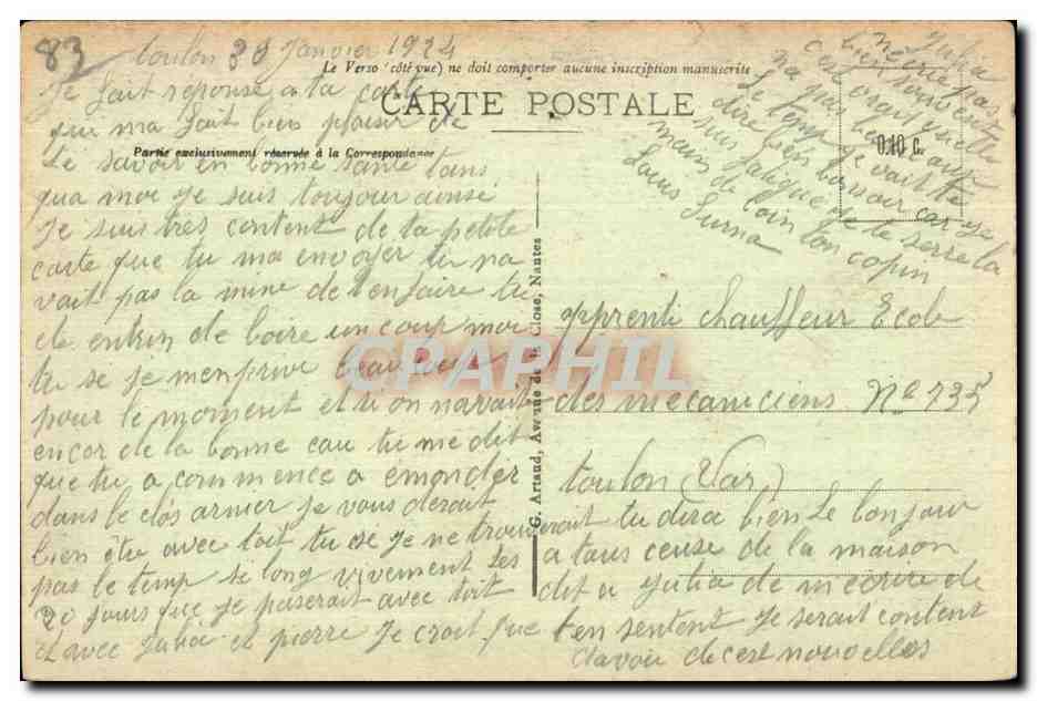 Toulon - Die Maritime Präfektur — Verlag unbekannt, Nr. 91 — Rückseite