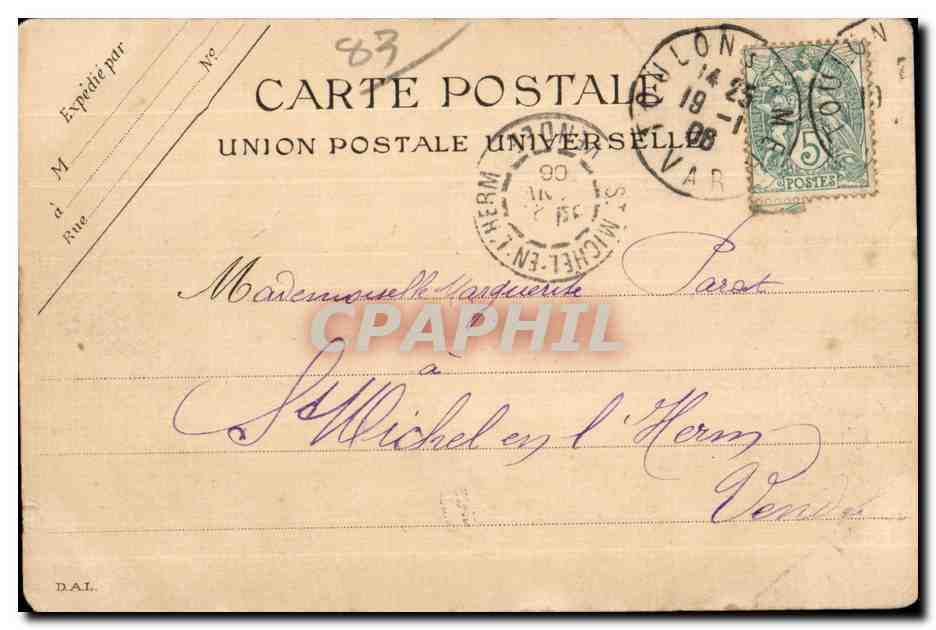 CPA Toulon Arrivee a bord de la Couronne du petit Polyte Militaria Marins  — Verso