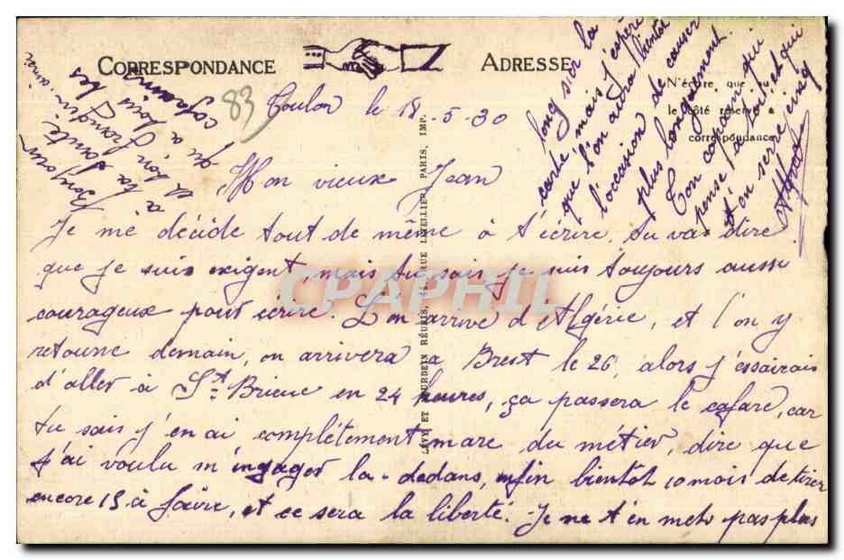 Toulon-Mourillon — Boulevard du Littoral — Allée des Palmiers — LL — Verso