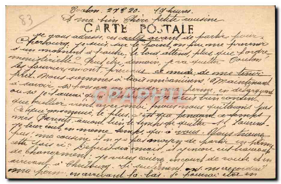 CPA Toulon Vue generale et la rade Militaria  — Verso
