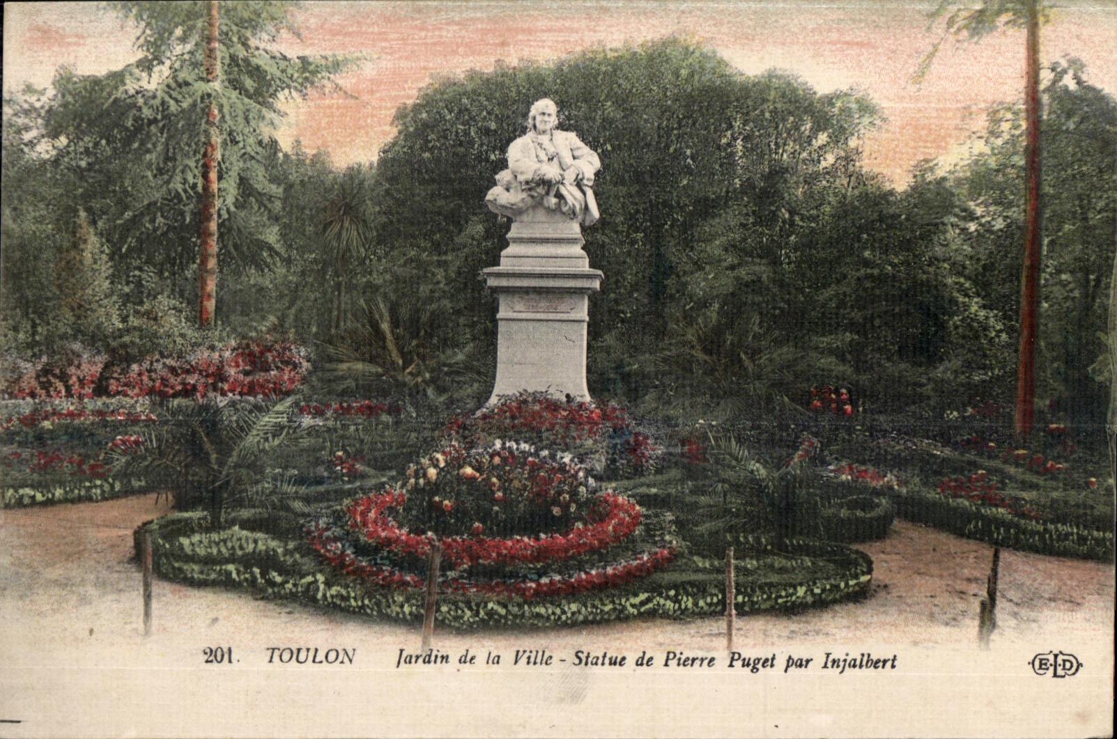 Toulon — Jardin de la Ville — Statue de Pierre Puget par Injalbert — Éditeur E-D, n° 201