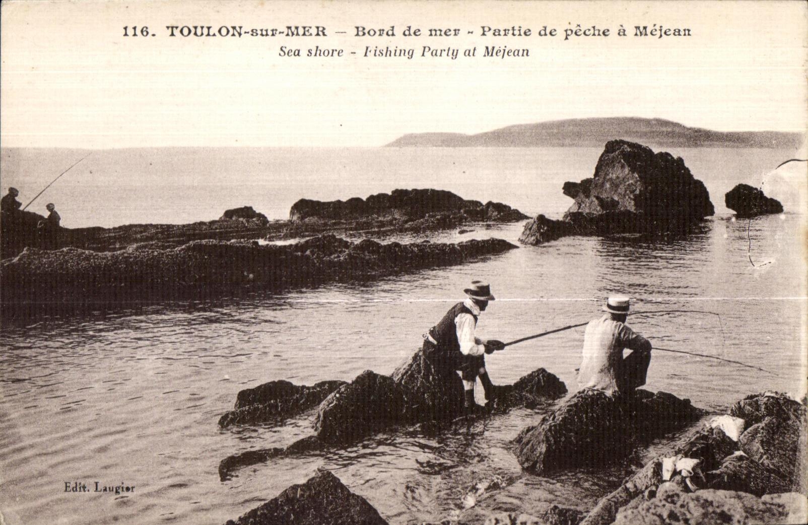 Toulon-sur-Mer — Bord de mer — Partie de pêche à Méjean — Edit. Laugier n°116