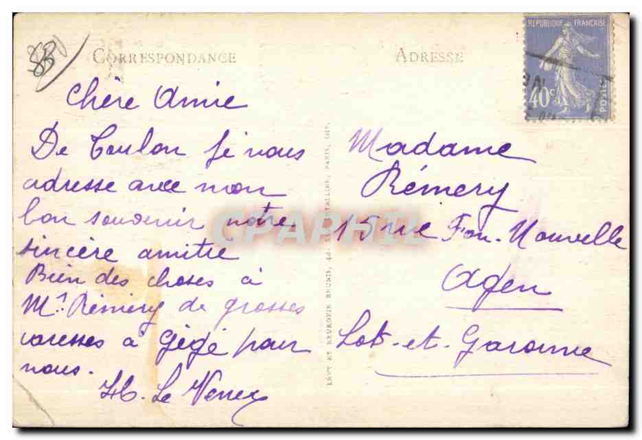 CPA Toulon Le Carre du Pont et la Mairie — Verso