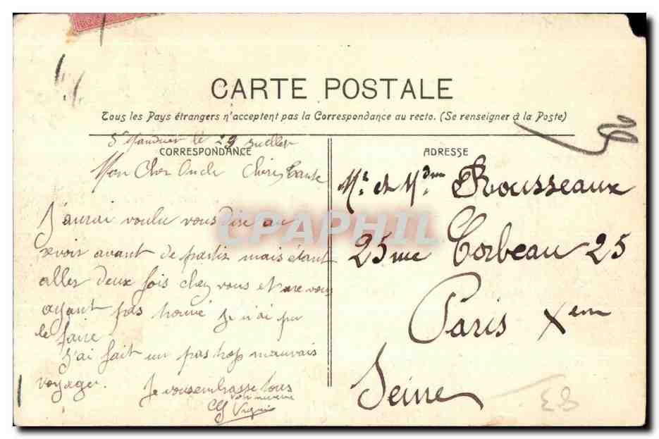 Toulon - La Poste — éditeur Chanteperdrix, n°15 — Verso
