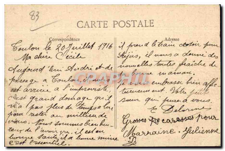 CPA Toulon Vue Generale Militaria  — Rückseite