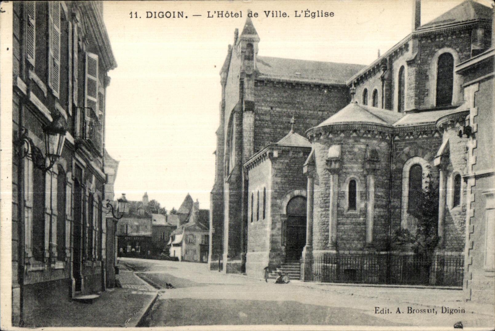 CPA Digoin l Hotel de Ville l Eglise