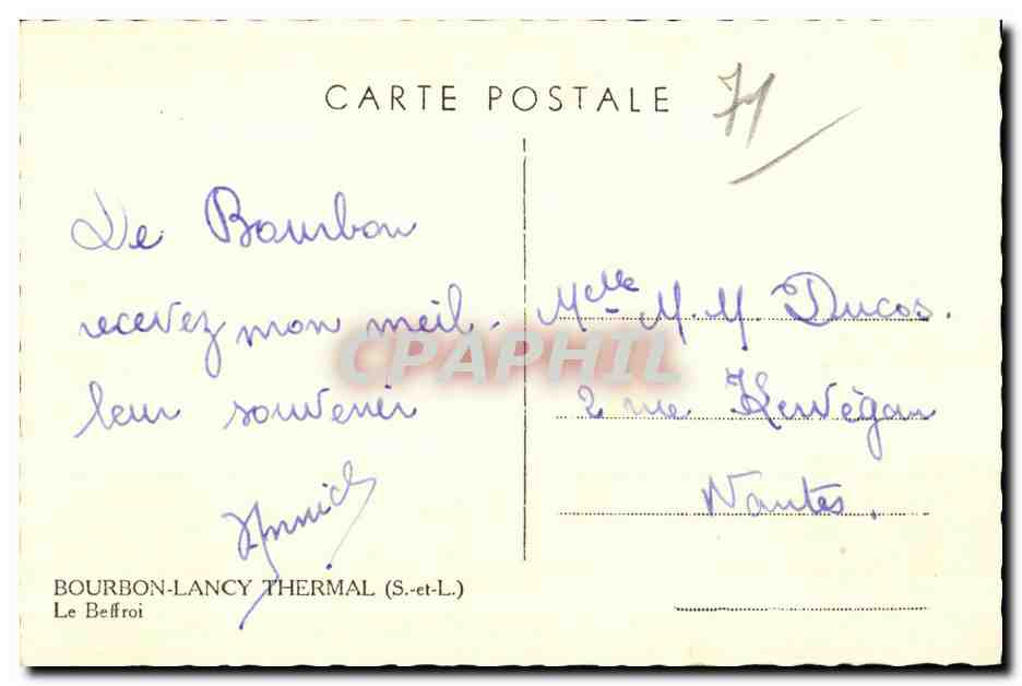 Bourbon-Lancy Thermal — Le Belfroi — éditeur non visible — Reverso