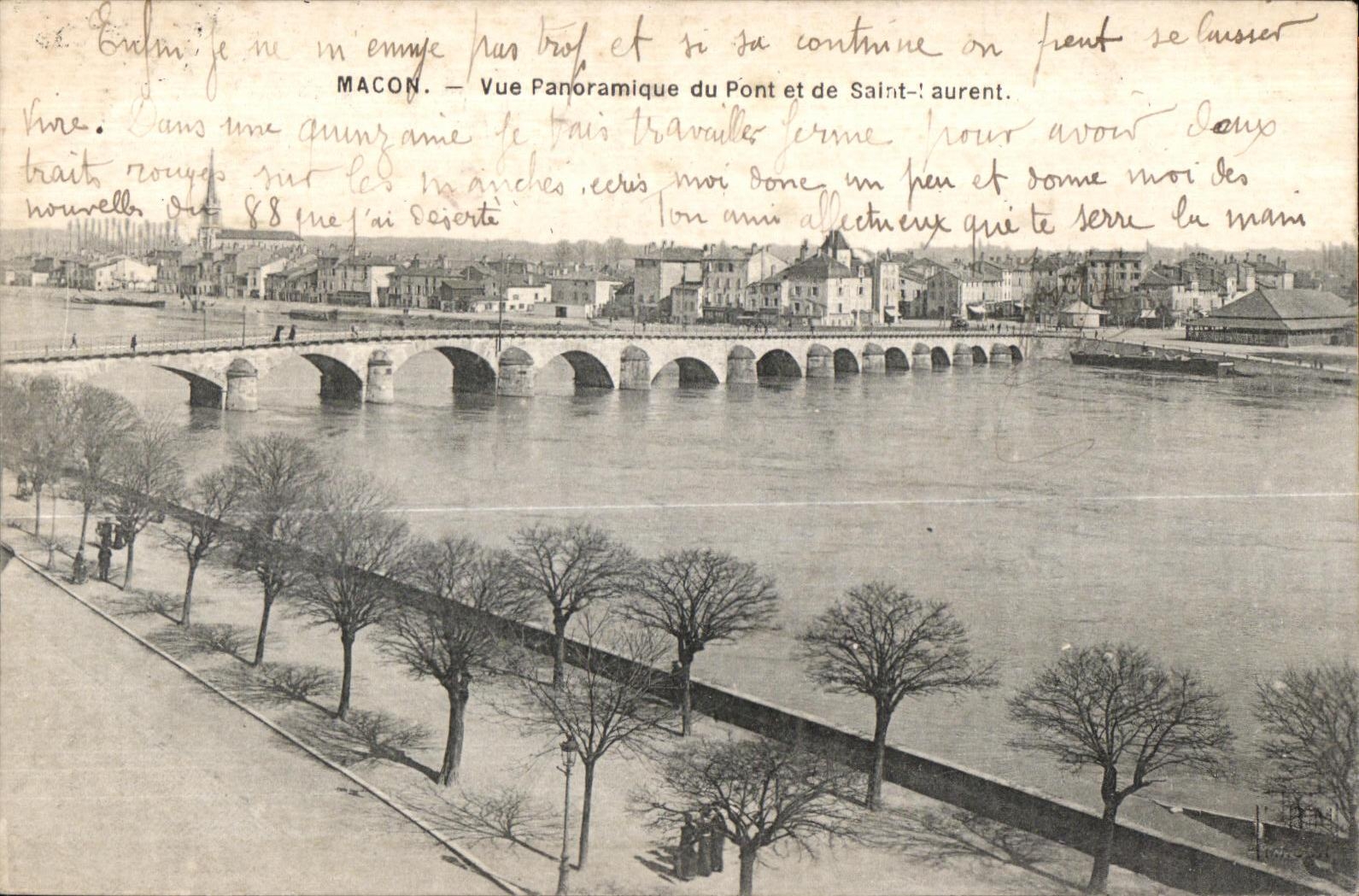 CPA Macon Vue Panaramique du Pont et de Saint Laurent