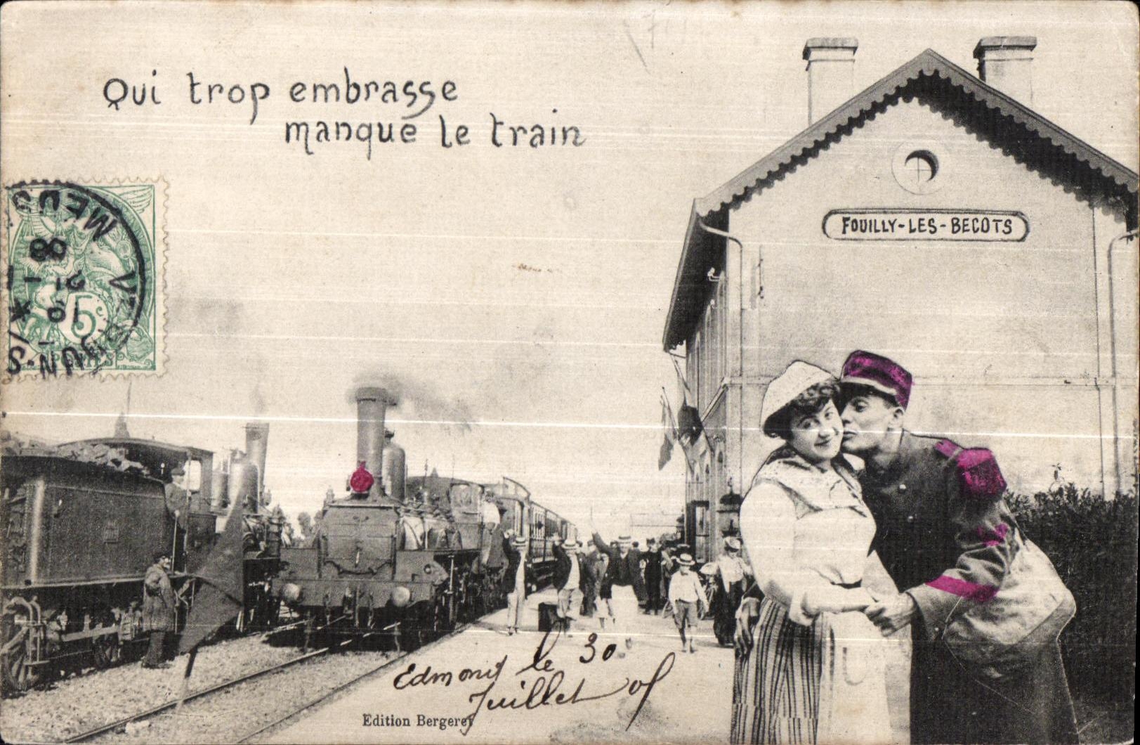CPA Fouilly Les Becots Gare Train TOP Train 