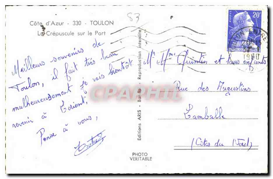 Toulon — Le Crépuscule sur le Port — Editions ARIS — Reverso