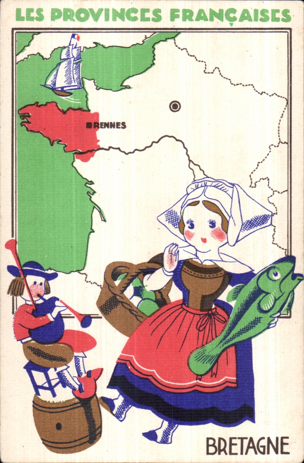 Fiche format carte postale Bretagne Rennes