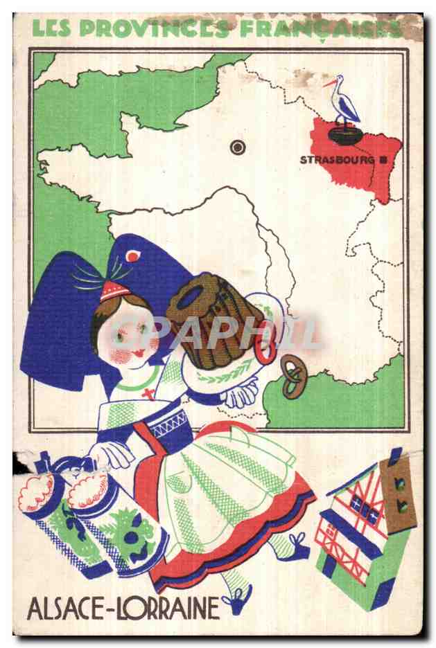 Fiche format carte postales Alsace lorraine 