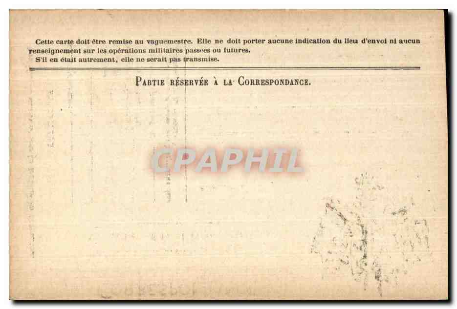 Carte de Franchise Militaire Lahuret Le Vigan — Rückseite