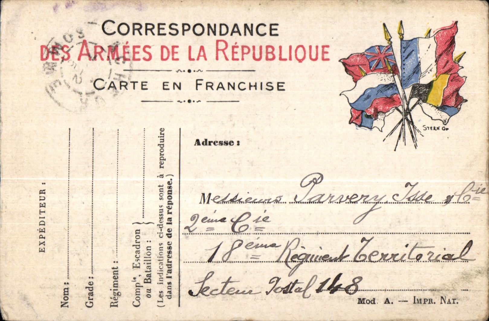 Carte de franchise Militaire Parvery 