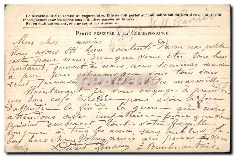 Carte de franchise Militaire Parvery  — Rückseite
