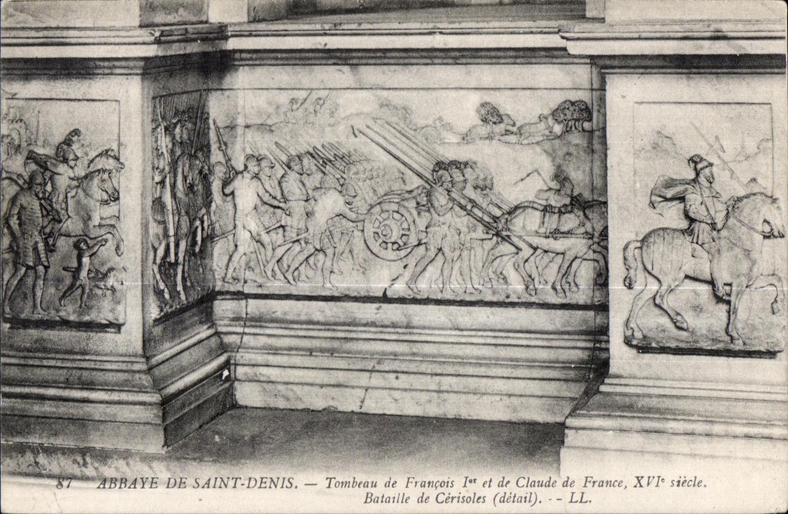 Abbaye de Saint-Denis — Tombeau de François Ier et de Claude de France, XVIe siècle — détail de la bataille de Cérisoles