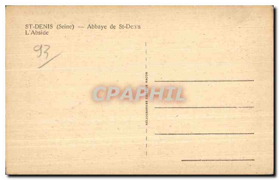 Abbaye de Saint-Denis — L'Abside — Héliogravure Comte & Macon — Rückseite