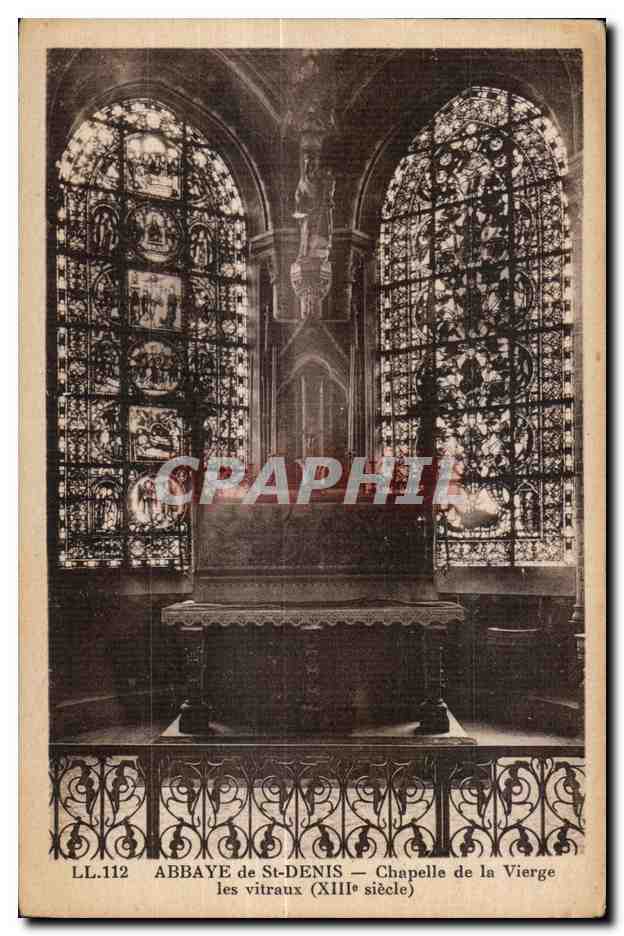 Abbaye de St-Denis — Chapelle de la Vierge, les vitraux (XIIIe siècle) — LL.112 — Cité des Arts Pédagogiques, Paris