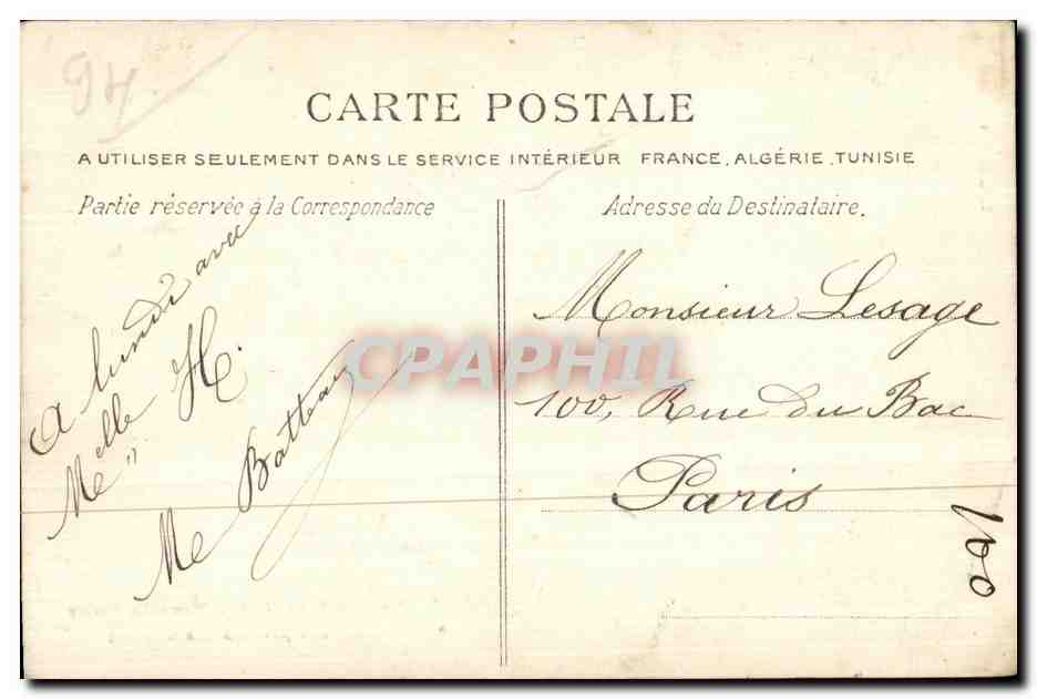 CPA Choisy le Roi Nouvelle Mainrie — Back