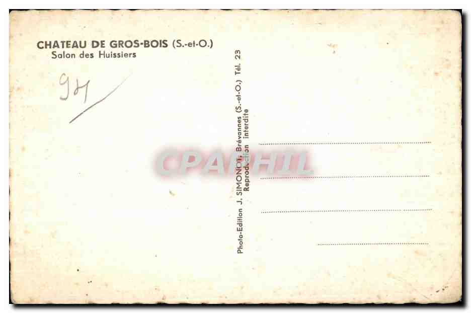 CPA Chateau de Gros bois (S et O) Salon des Huissiers — Back