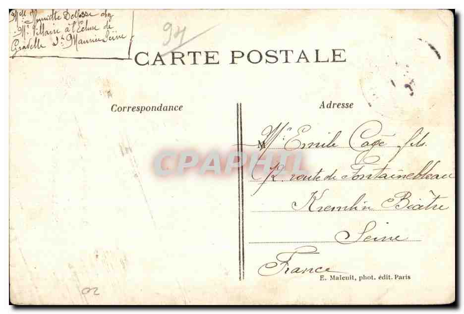 CPA Une Pensee de Joinville le Pont  — Rückseite