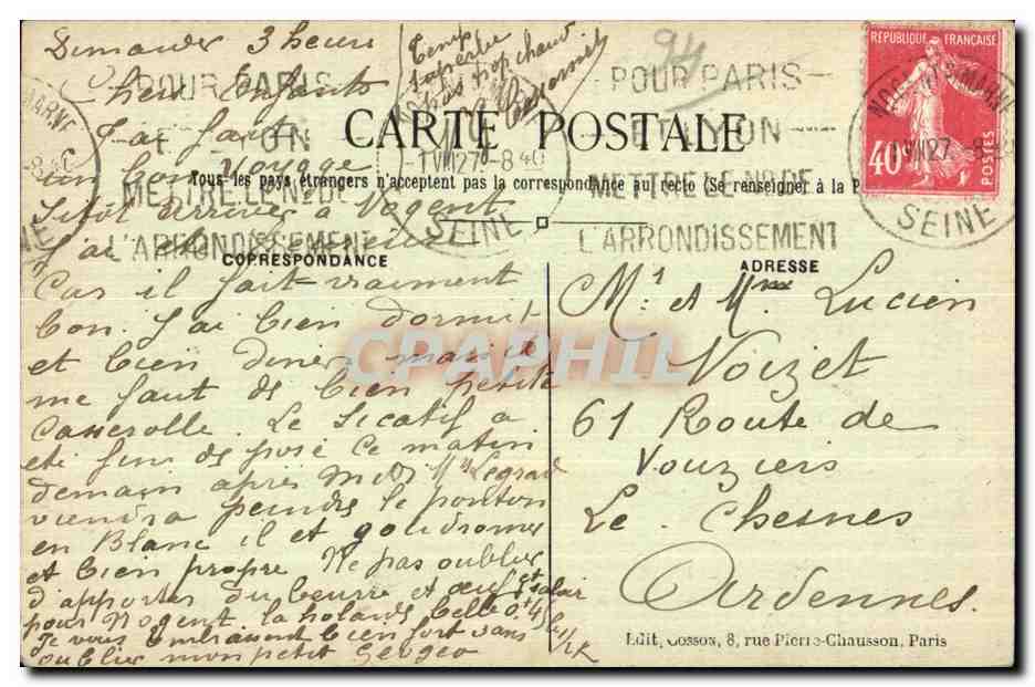 Nogent-sur-Marne — Die Insel der Schönheit am Hafen von Nogent — C. M. n°46 — Rückseite