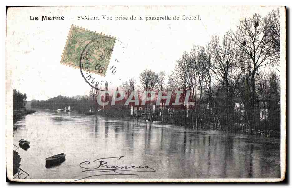 La Marne — St-Maur. Vue prise de la passerelle de Créteil.