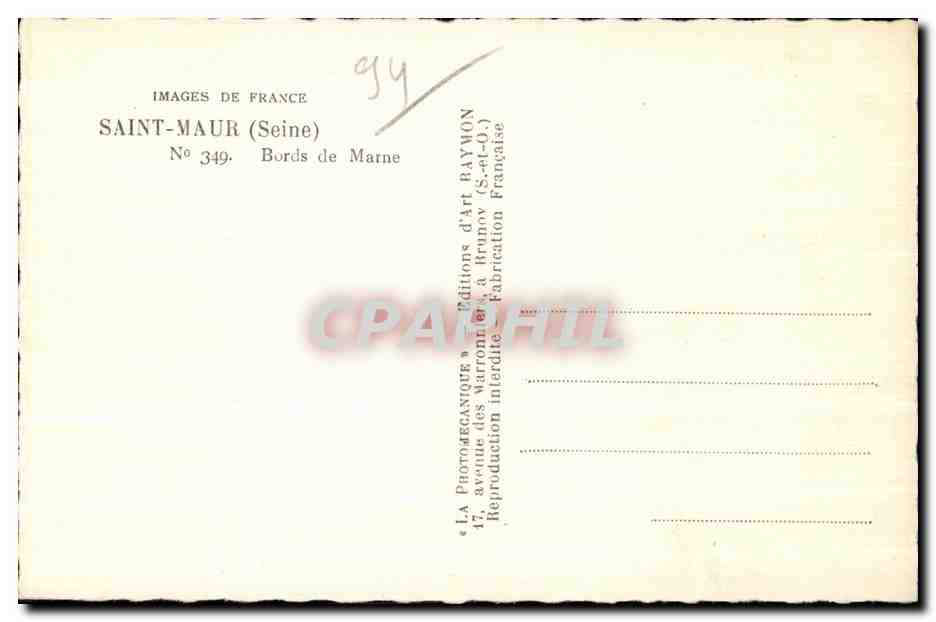 CPA Images de France Saint Maur (Seine) Bords de Marne — Rückseite