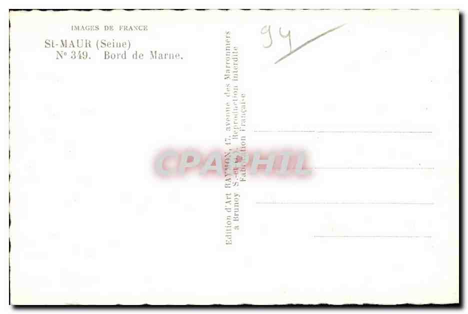 CPA Images de France Saint Maur (Seine) Bords de Marne — Rückseite