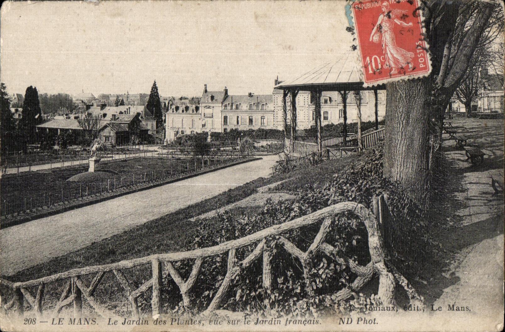 Le Mans — Le Jardin des Plantes, vue sur le Jardin français — Janiaux, édit., Le Mans, n° 208