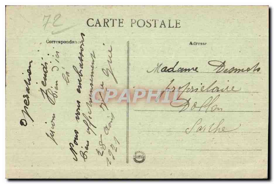 CPA Maison de Sante du Mans Rue de Ballon Hotel de Cheres  — Rückseite