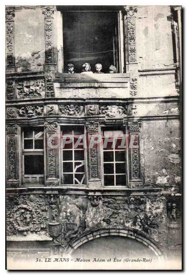 CPA Le Mans Maison Adam et Eve Enfants 