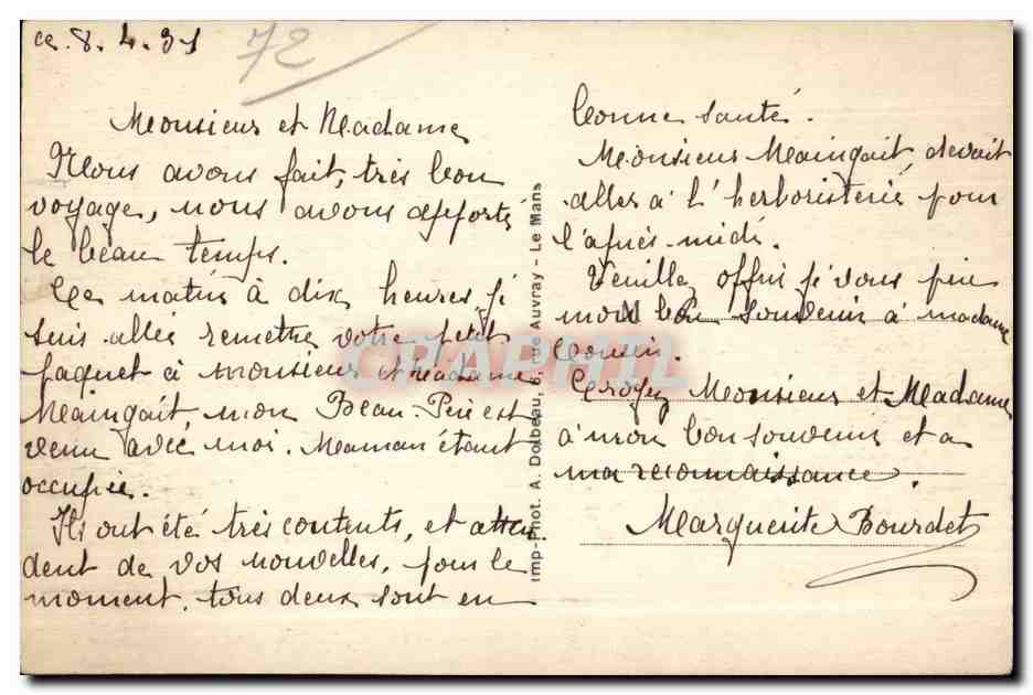 Le Mans — Monument commémoratif des Soldats de la Gâe Guerre 1914-18 — Stat. M. Auban, Archit. Pior — Rückseite