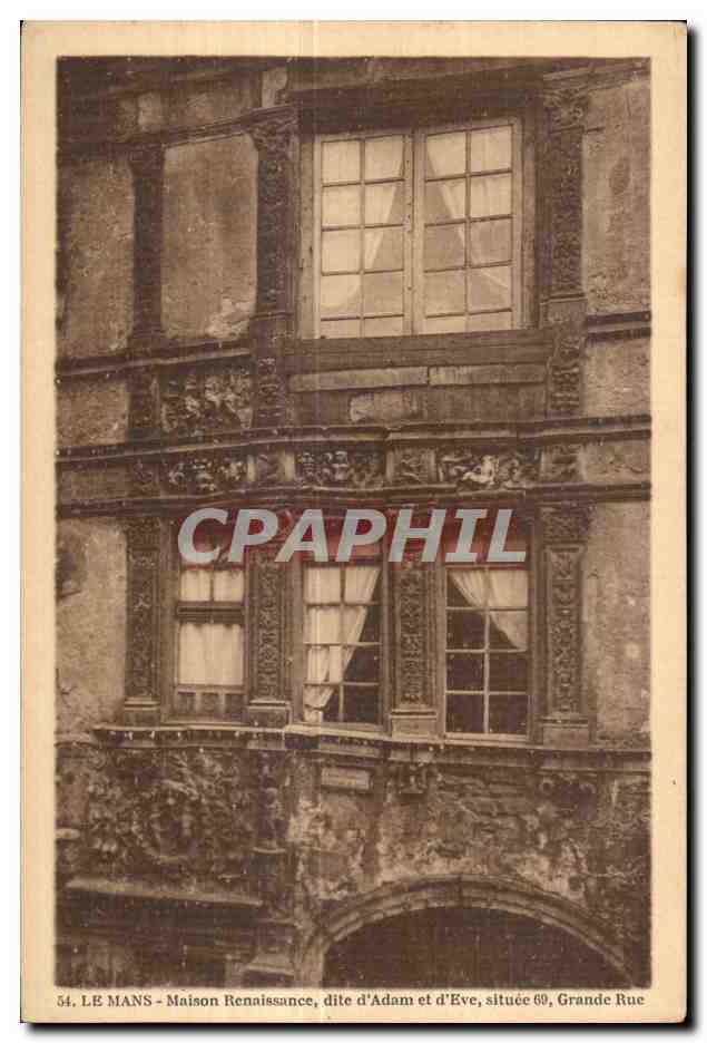 Le Mans - Maison Renaissance, dite d'Adam et d'Eve, située 69, Grande Rue