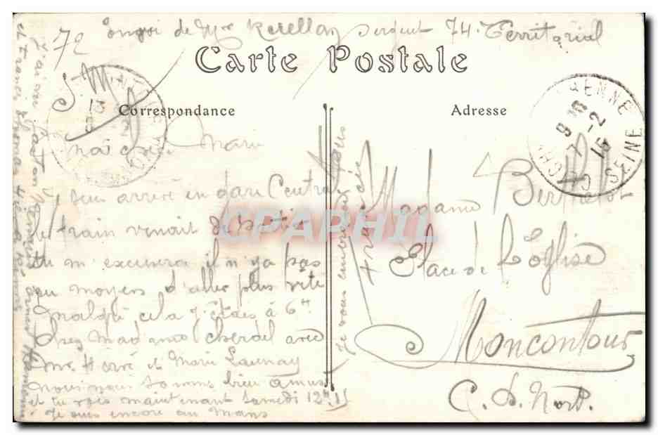 Pontlieue — Vue sur l'Huisne — R. Barbier, édit., Le Mans — Rückseite