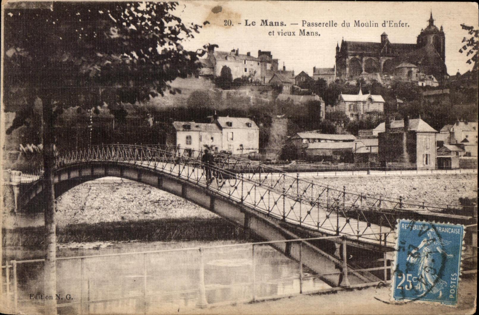 CPA Le Mans Passerelle du Moulin d Enfer et vieux Mans