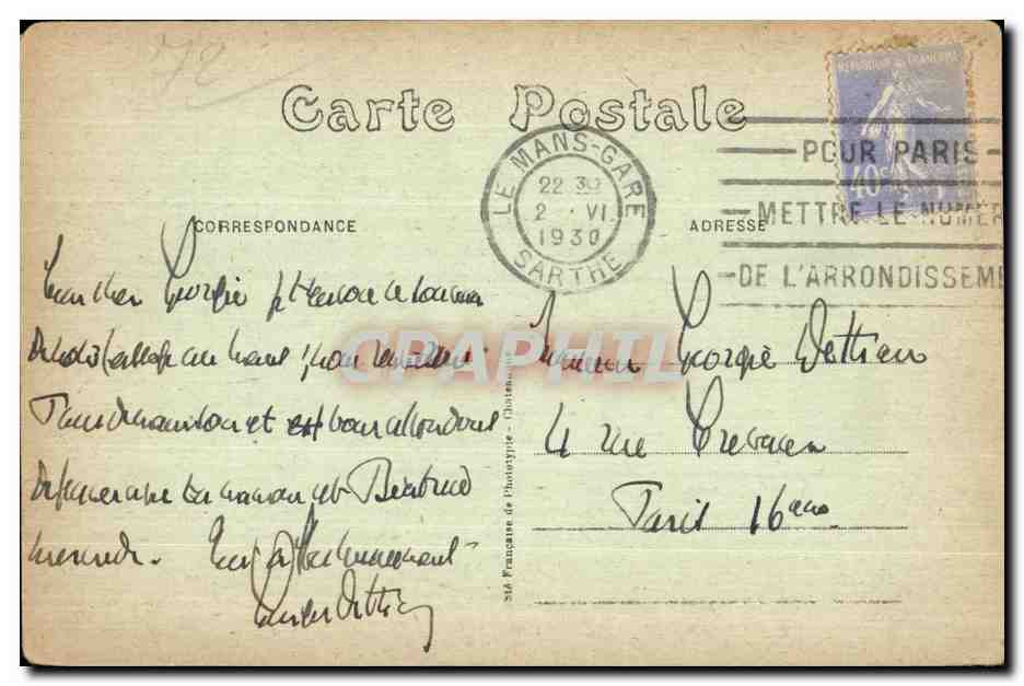 CPA Le Mans Bas rellef de la statue du general Chanzy Militaria  — Rückseite