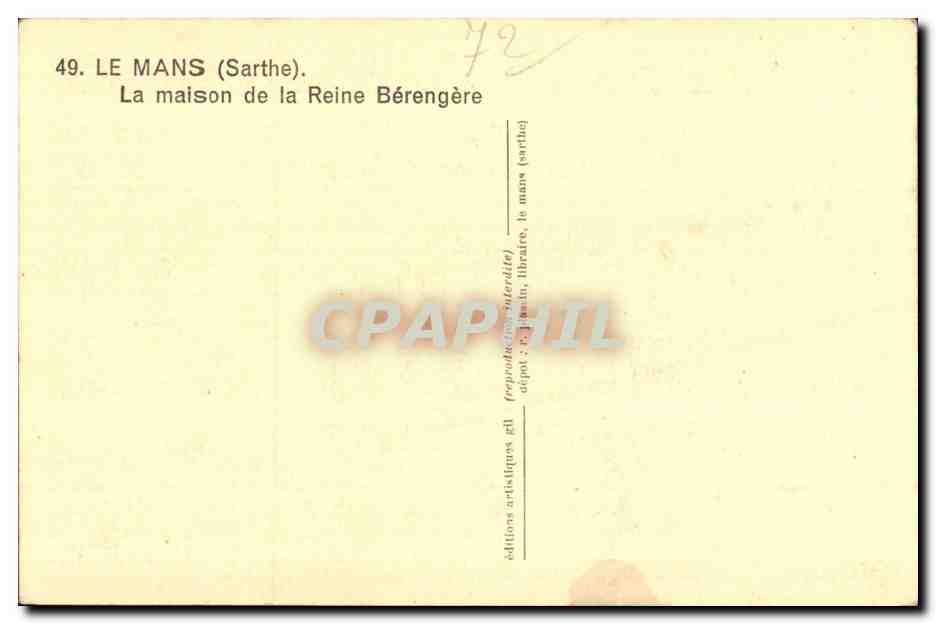Le Mans (Sarthe) — La maison de la Reine Bérengère — éditeur Gil — Rückseite