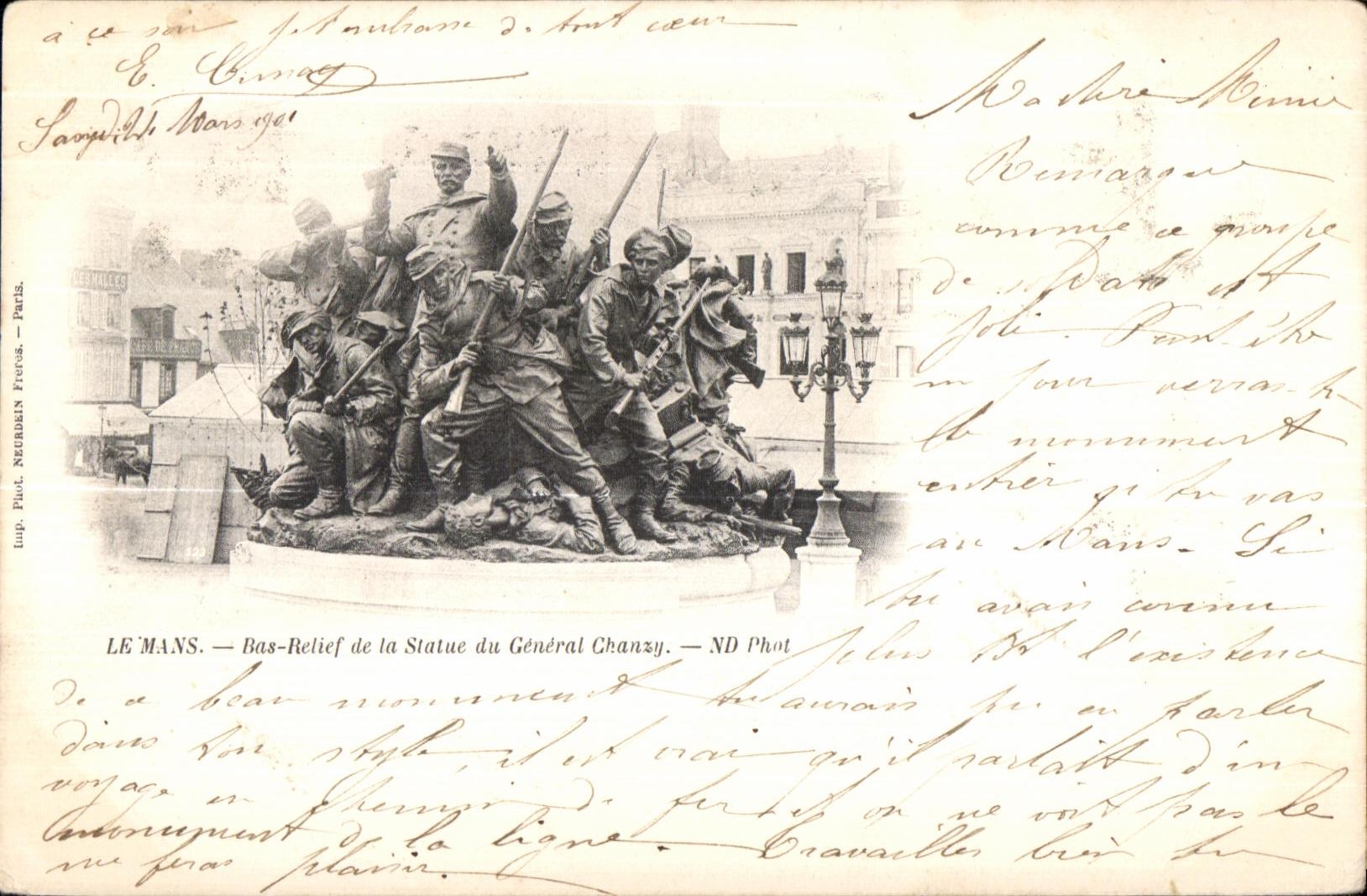 CPA Le Mans Bas Relief de la Statue du General Chanzy Militaria 
