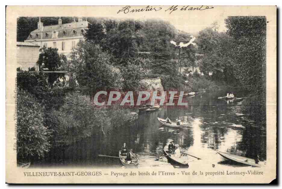 CPA Villeneuve Saint Georges Paysage des bords de I Yerres Vue de la propriete Lorikmey Vidiere