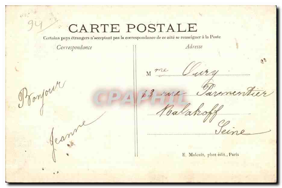 Les Bords de la Marne — Une Partie de Canot — E. M. — Rückseite