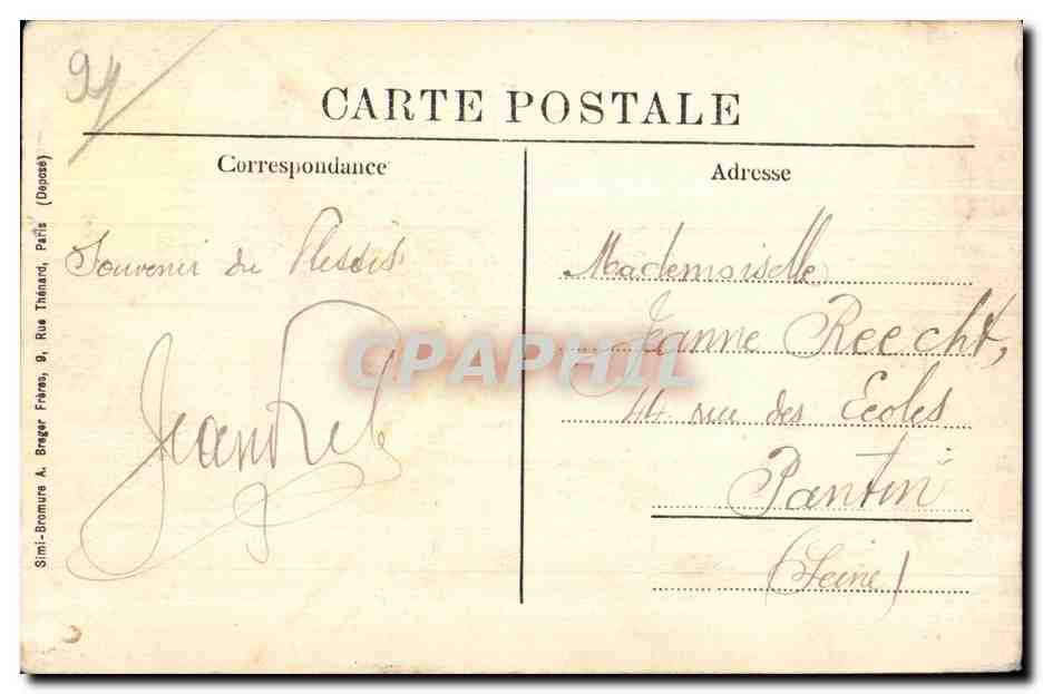 CPA Chateau de Trevise La grande pelouse — Rückseite