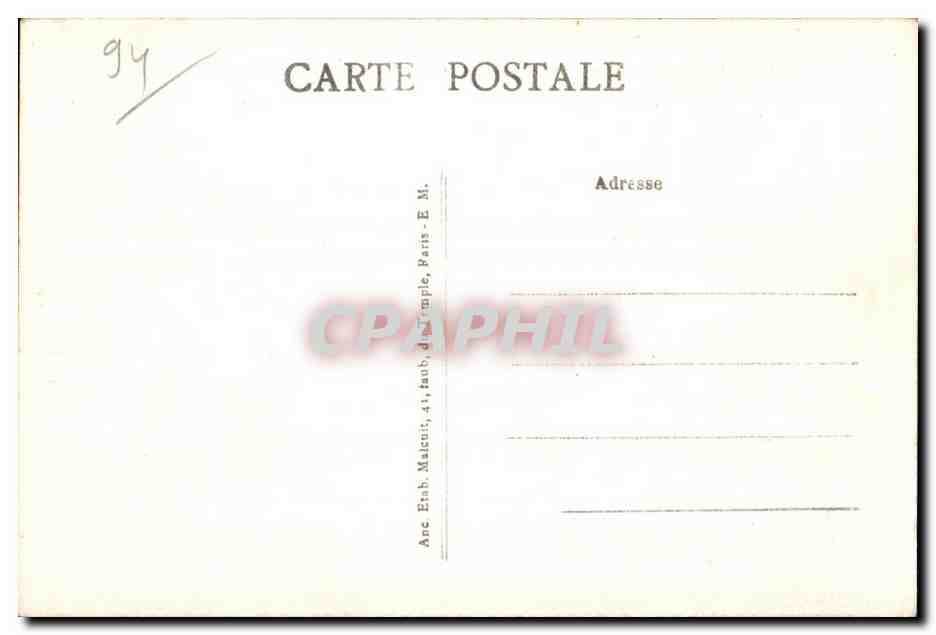 Vincennes — Allgemeiner Blick auf das Artillerieviertel — E.M. n°1182 — Rückseite