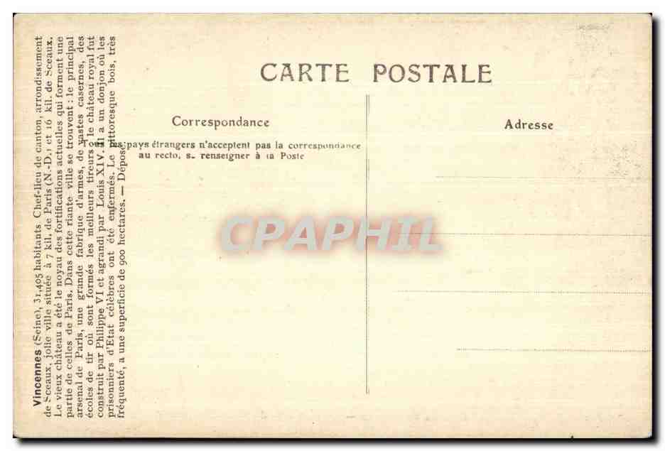 CPA Bois de Vincennes la passerelle du lac de St Mande  — Rückseite